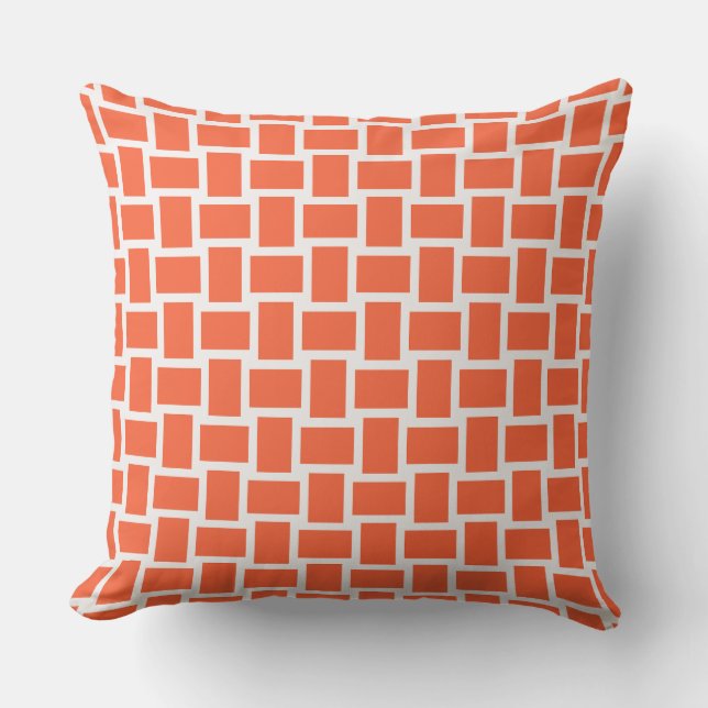 Geometric Woven Blocks Deep orange Offwhite Kudde (Framsida)