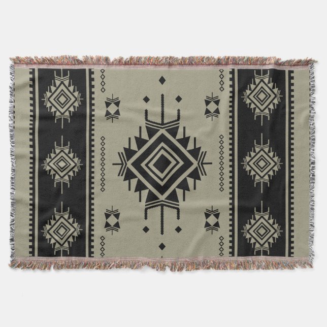Geometric woven Matta i sydvästra stammen - Boho H Filt (Framsidan)