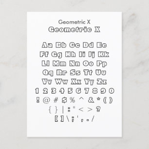 Geometric X - Zazzle Font Sampler Lakan Vykort