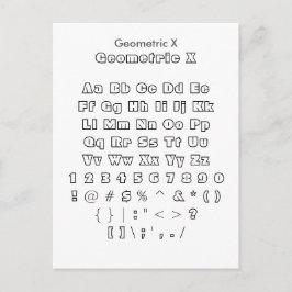 Geometric X - Zazzle Font Sampler Lakan Vykort