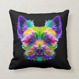 Geometric Yorkshire Terrier Yorkie Art Animal Kär Kudde
