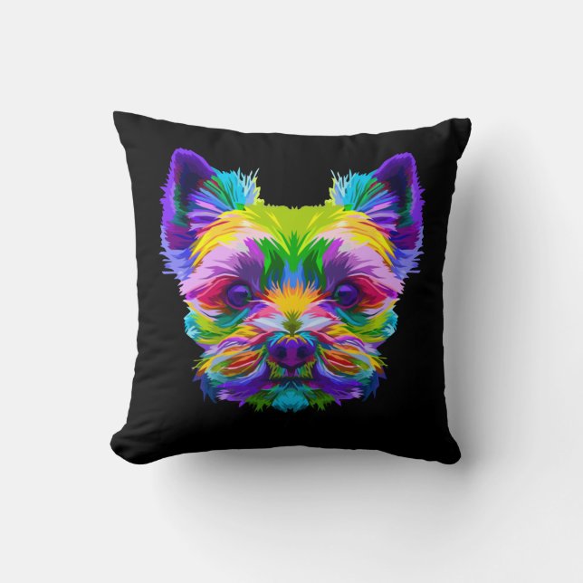 Geometric Yorkshire Terrier Yorkie Art Animal Kärl Kudde (Framsida)