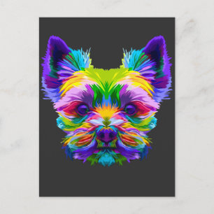 Geometric Yorkshire Terrier Yorkie Art Animal Kärl Vykort