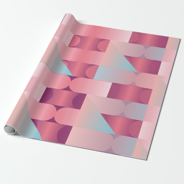 Geometric yta mönster med trianglar, cirklar  presentpapper (Utrullad)