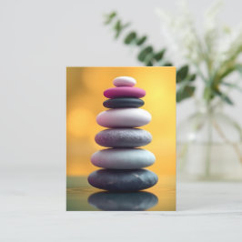 Geometric Zen Andlig Balanced Stones Art Vykort