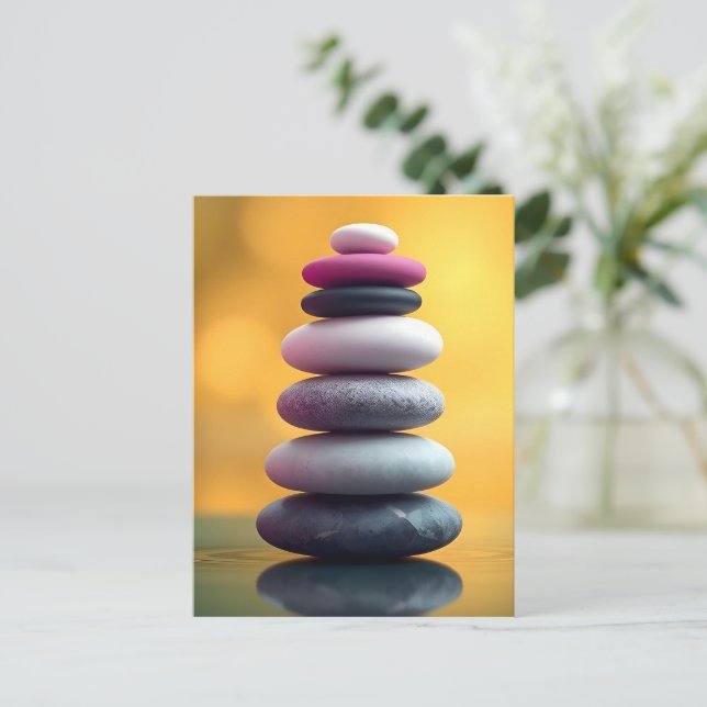 Geometric Zen Andlig Balanced Stones Art Vykort (Stående Fram)