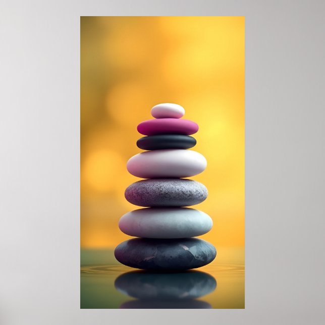 Geometric Zen Andlig Stones Balanced Design Art Poster (Framsidan)