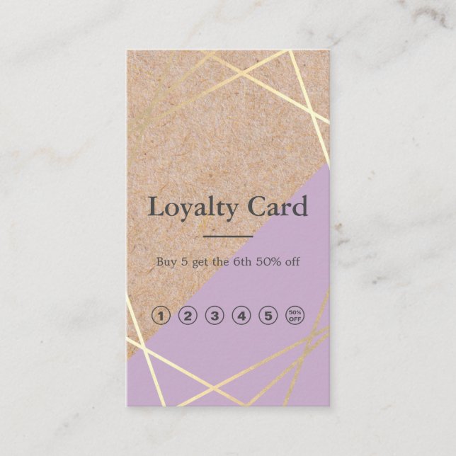GeometricGold KraftPrint Lavender Loyalty, Lodrät Visitkort (Framsida)