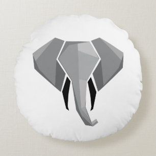 Geometrics Elefant Huvud Rund Kudde