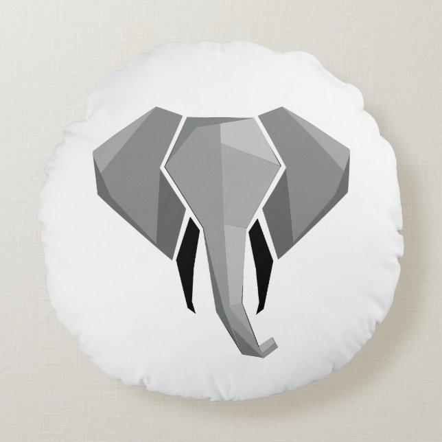 Geometrics Elefant Huvud  Rund Kudde (Framsidan)