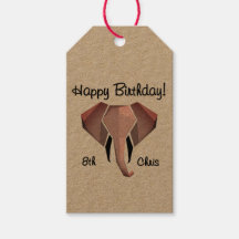 Geometrics Elephant Head Birthday Age and Namn