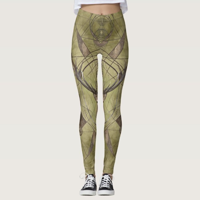 GeometriDigital för hjort sakral konst Leggings (Framsida)