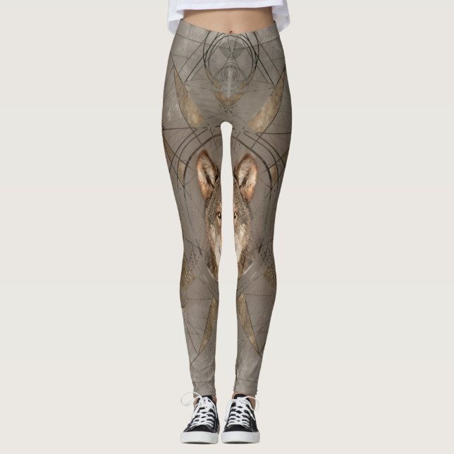 GeometriDigital för varg sakral konst Leggings (Framsida)