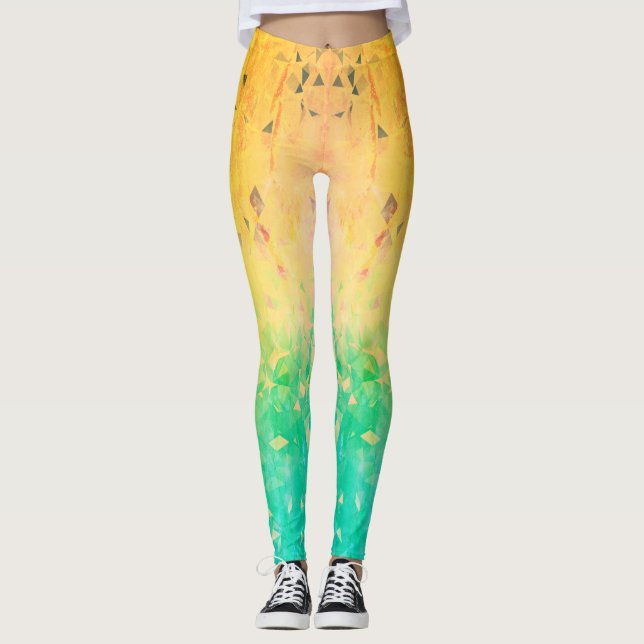 Geometrik - citronkalk leggings (Framsida)