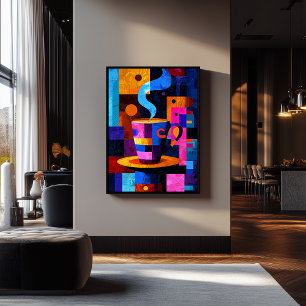 Geometrikaffe för uttryckssymboler - vibrant café poster