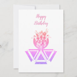 Geometrikonst och blommor med platta kort för rosa