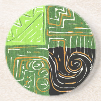 GEOMETRISK 1 kustfartyg 4,5" CHARTREUSE runda Underlägg Sandsten