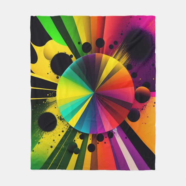 Geometrisk 3D-Abstrakt med moderna färgmodeller Fleecefilt (Framsidan)