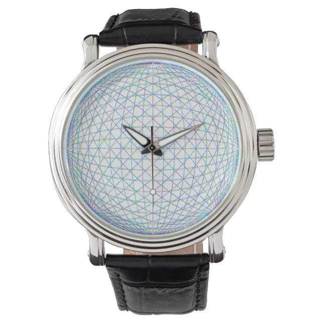 Geometrisk 3D sfär Minimalistisk linjekonst Armbandsur (Framsida)