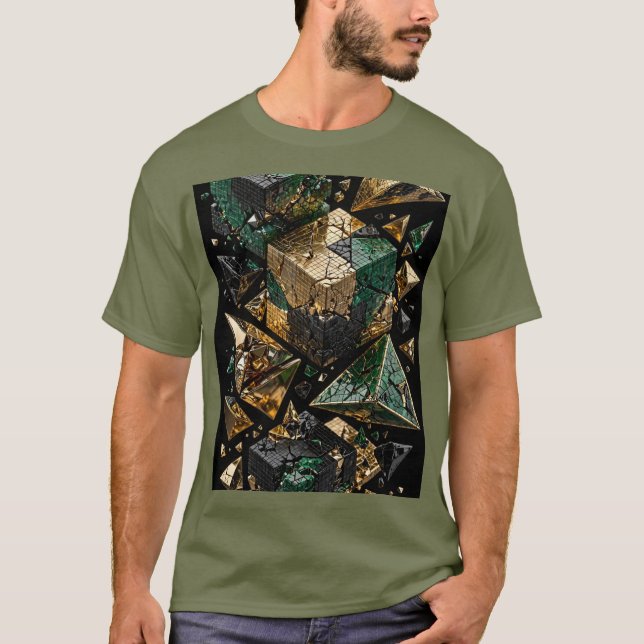 Geometrisk 3D Super Mosaik  T Shirt (Framsida)