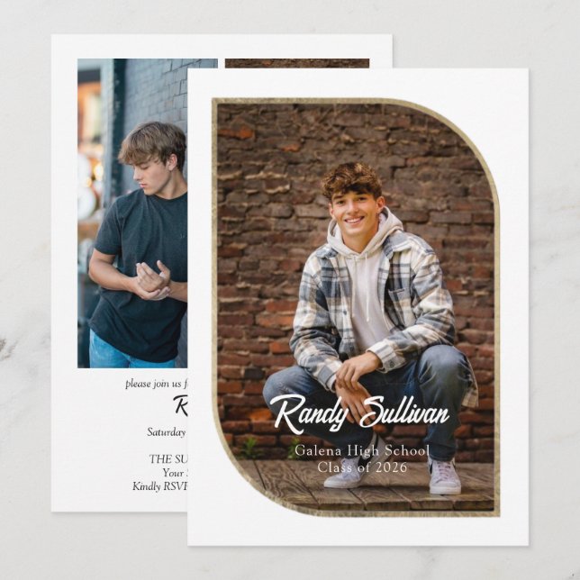 Geometrisk 4-bilds examensinbjudan inbjudningar (Fram/baksida)