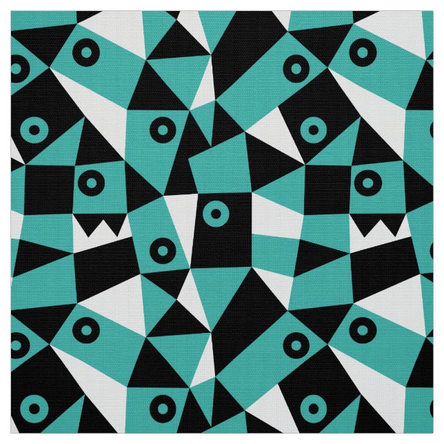 Geometrisk Abstrakt 030919 - blå Grönt Tyg (Provkarta)