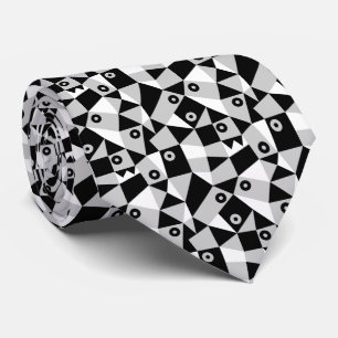 Geometrisk Abstrakt 030919 - Grått, svartvitt Slips