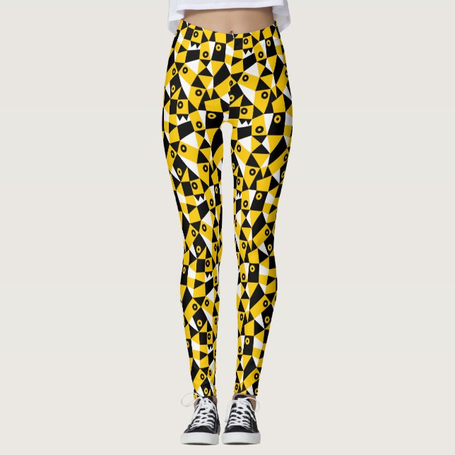 Geometrisk Abstrakt 030919 - Gult Leggings (Framsida)