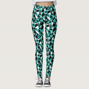 Geometrisk Abstrakt 030919 - Havets Grönt Leggings