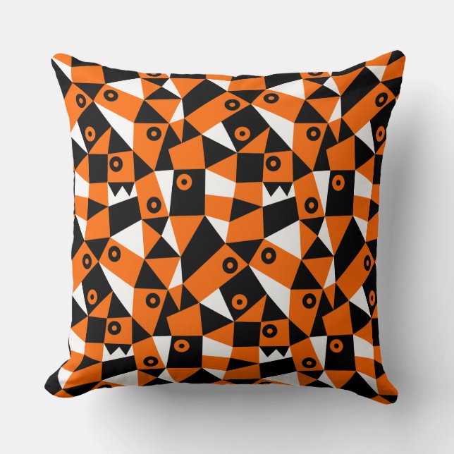 Geometrisk Abstrakt 030919 - Orange Kudde (Framsida)
