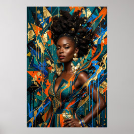 Geometrisk Abstrakt Afrofuturism Svart Mode Queer Poster