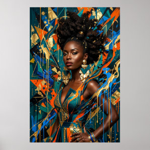 Geometrisk Abstrakt Afrofuturism Svart Mode Queer Poster