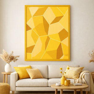 Geometrisk Abstrakt Art i färgtoner med gyllene Gu Poster
