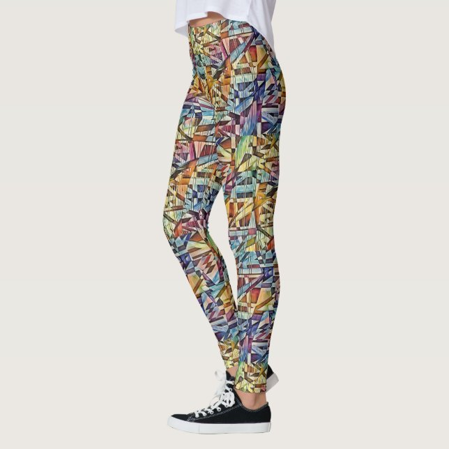 Geometrisk Abstrakt Art Leggings (Vänster)