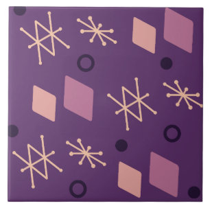 Geometrisk Abstrakt Art Lila på 1950-talet Kakelplatta