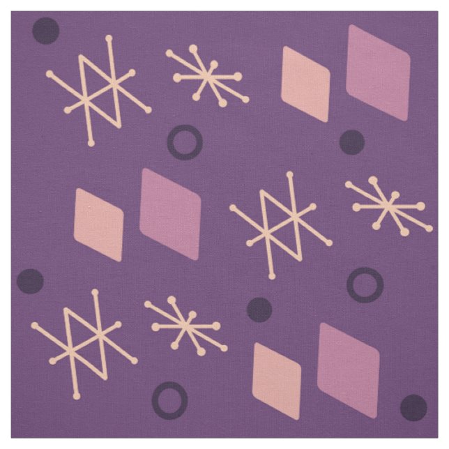 Geometrisk Abstrakt Art Lila på 1950-talet Tyg (Provkarta)