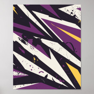 Geometrisk Abstrakt av dynamisk Lila och Gult Poster