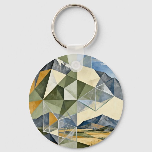 Geometrisk Abstrakt Bergslandschap Nyckelring (Framsida)