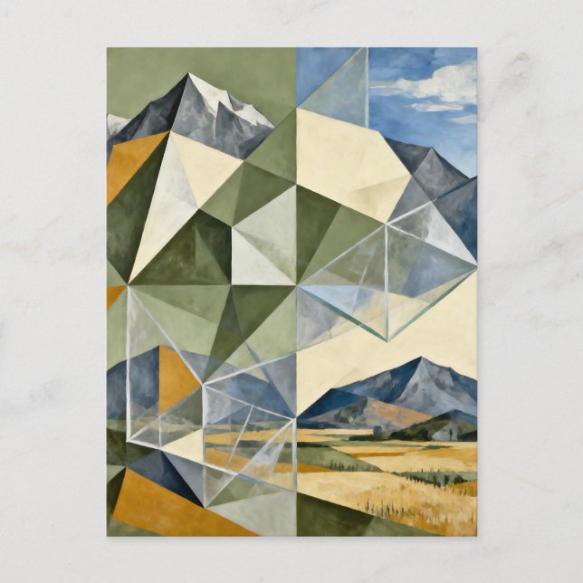 Geometrisk Abstrakt Bergslandschap Vykort (Framsida)