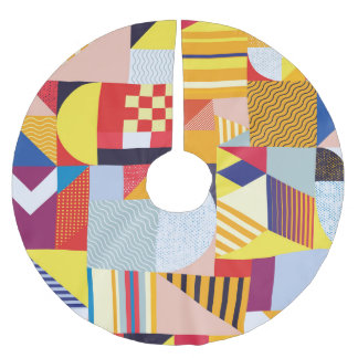 Geometrisk Abstrakt Dekorativ Vintage Mönster Julgransmatta Borstad Polyester