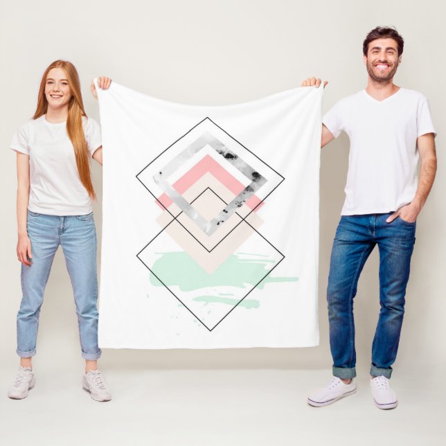 Geometrisk abstrakt design fleecefilt (På plats)