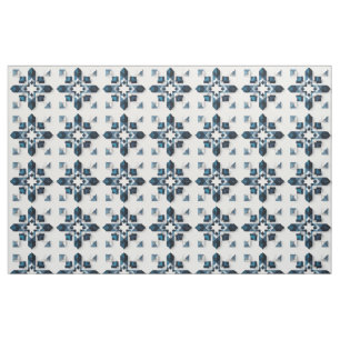 Geometrisk abstrakt design i blå och vit symmetri tyg
