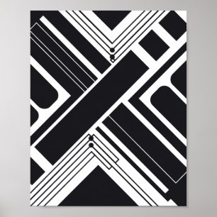 Geometrisk abstrakt design i svartvitt poster