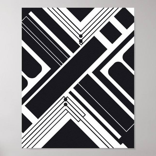 Geometrisk abstrakt design i svartvitt poster (Framsidan)