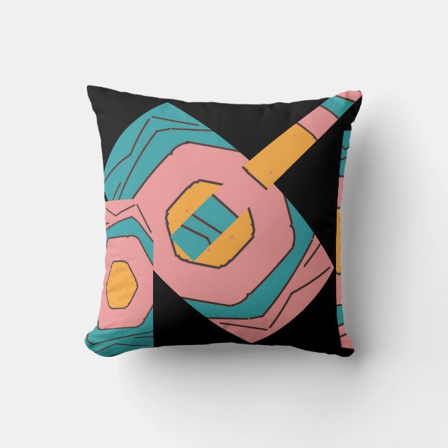 Geometrisk abstrakt designturkos, Guld, Rosa Kudde (Framsida)