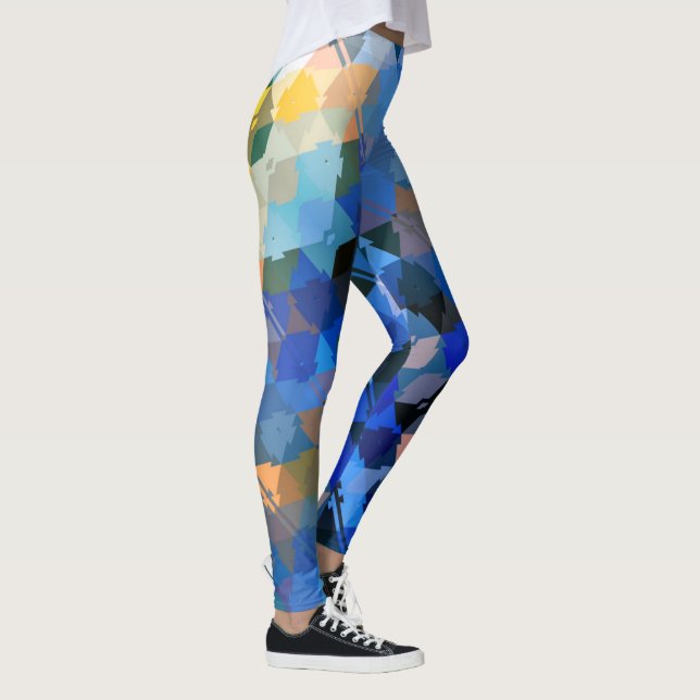 geometrisk abstrakt för blå lila guld orange leggings (Höger)