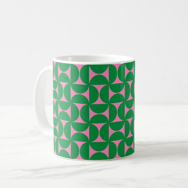 Geometrisk Abstrakt för Bright Grönt och Rosa i mi Kaffemugg (Framsida vänster)