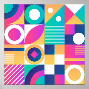 Geometrisk Abstrakt för ljusfärgfull Roligt Poster