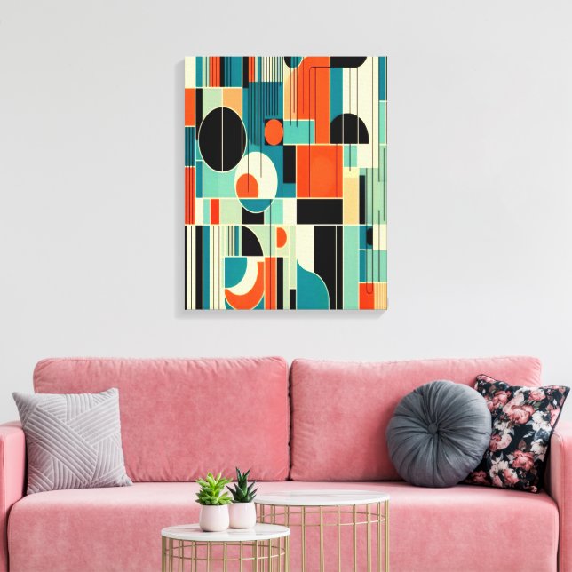 Geometrisk Abstrakt för Mod i mitten av århundrade Canvastryck (Insitu (Vardagsrum))