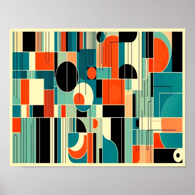 Geometrisk Abstrakt för Mod i mitten av århundrade Poster (Framsidan)